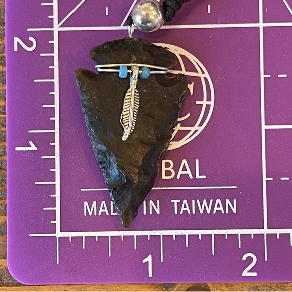 Genuine Flint Carved Arrowhead Necklace Artisan Native Southwestern Feather - Picture 5 of 6